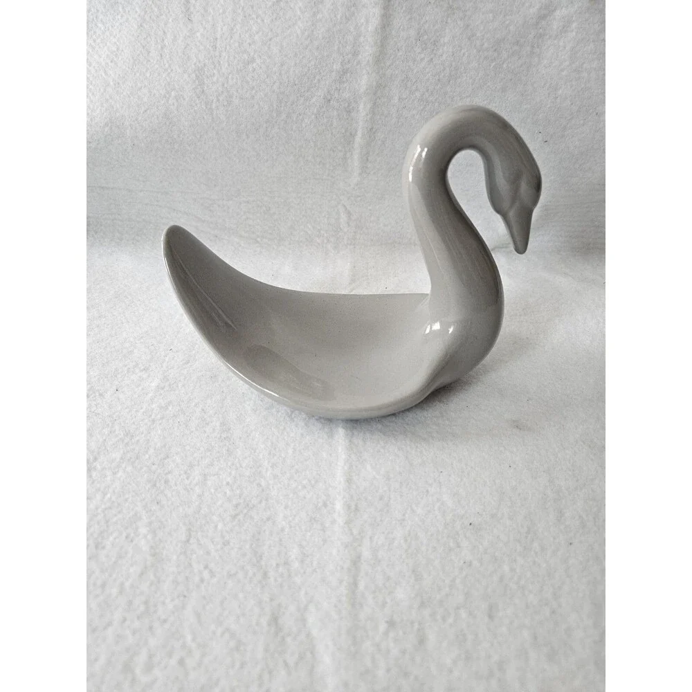 VINTAGE SWAN SOAP DISH CERAMIC Gray GLOSS GLAZE RETRO